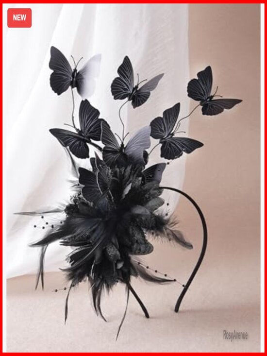 Butterfly Fascinator Headband for Women Derby Party Elegant Hat main image 6